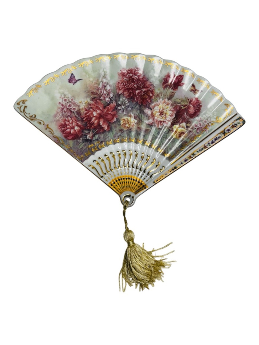 The Bradford Exchange Lena Liu “Elegance” Porcelain Fan Plate Unfolding Beauty